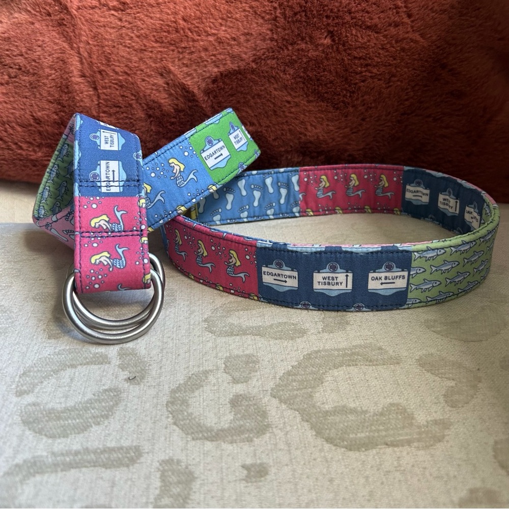 Vineyard Vines Patchwork Canvas Loop Ring Belt XS - Picture 2 of 6